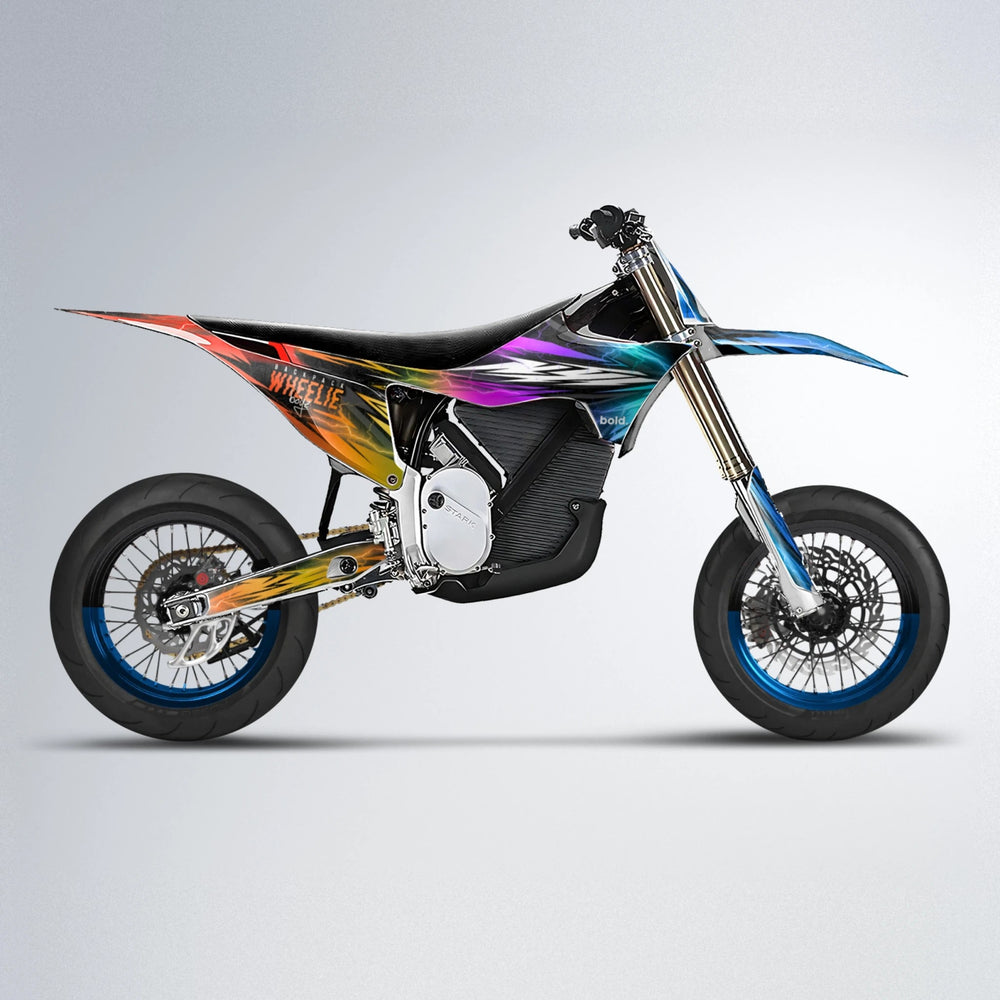 CAUTION Stark Varg SM supermoto graphics kit in Sunset Fade