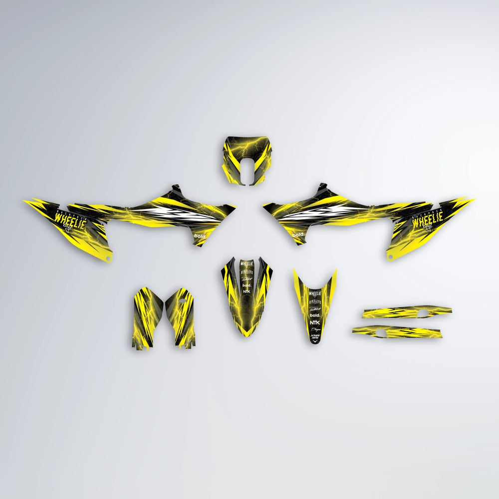 CAUTION Stark Varg SM graphics kit parts layout in Yellow