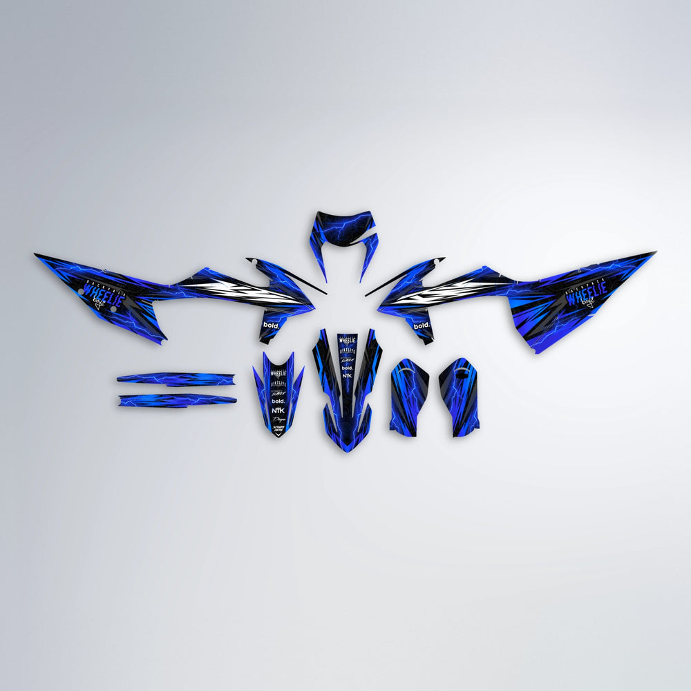 CAUTION graphics kit parts layout in Blue