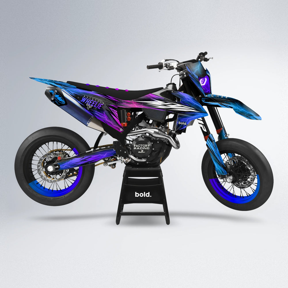CAUTION supermoto graphics kit in Blue Purple Fade