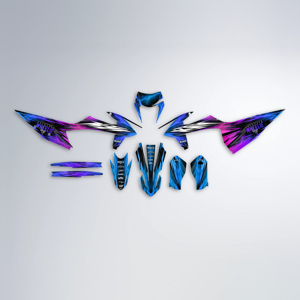 CAUTION graphics kit parts layout in Blue Purple Fade