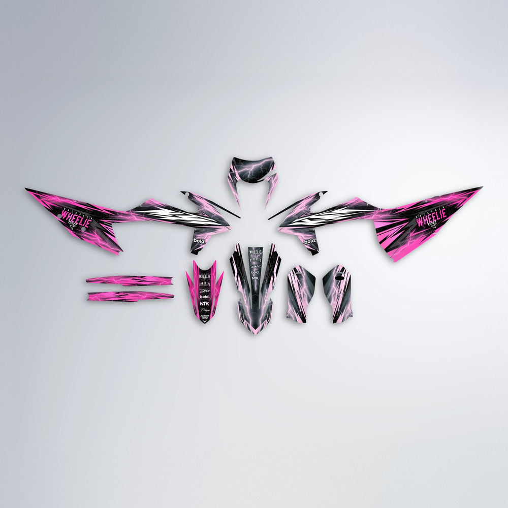 CAUTION graphics kit parts layout in Flamingo