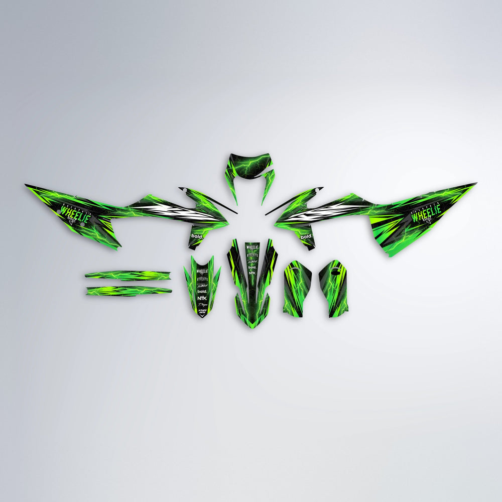 CAUTION graphics kit parts layout in Green