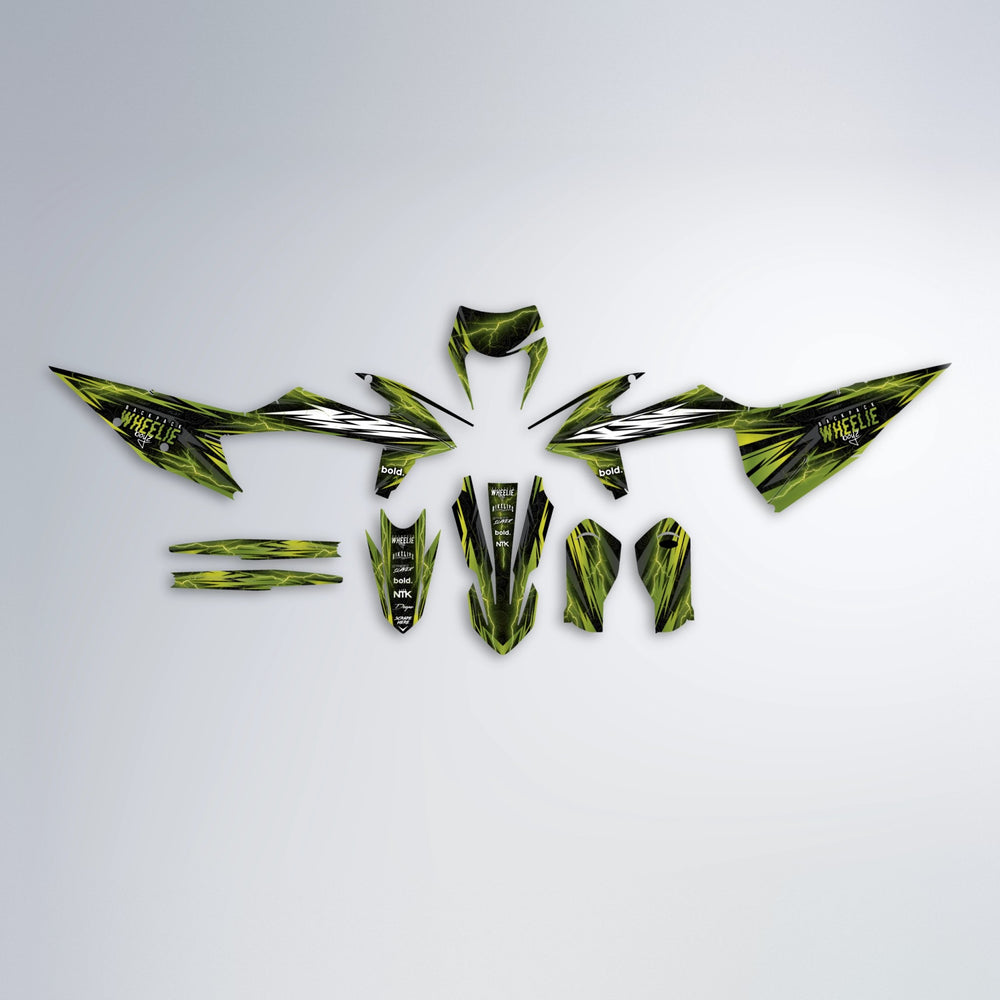 CAUTION graphics kit parts layout in Olive