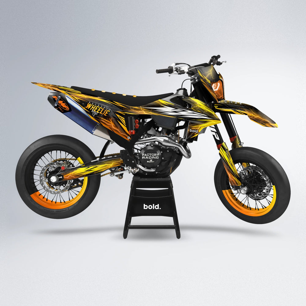 CAUTION supermoto graphics kit in Orange & Yellow