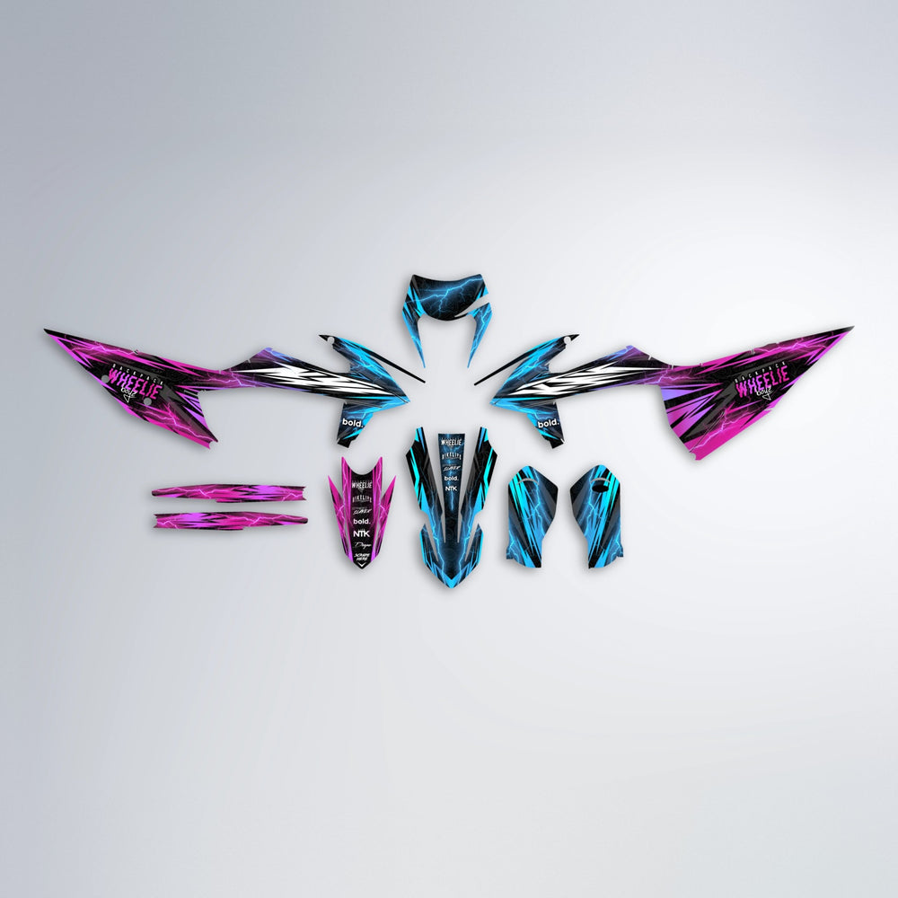 CAUTION graphics kit parts layout in Pink & Light Blue