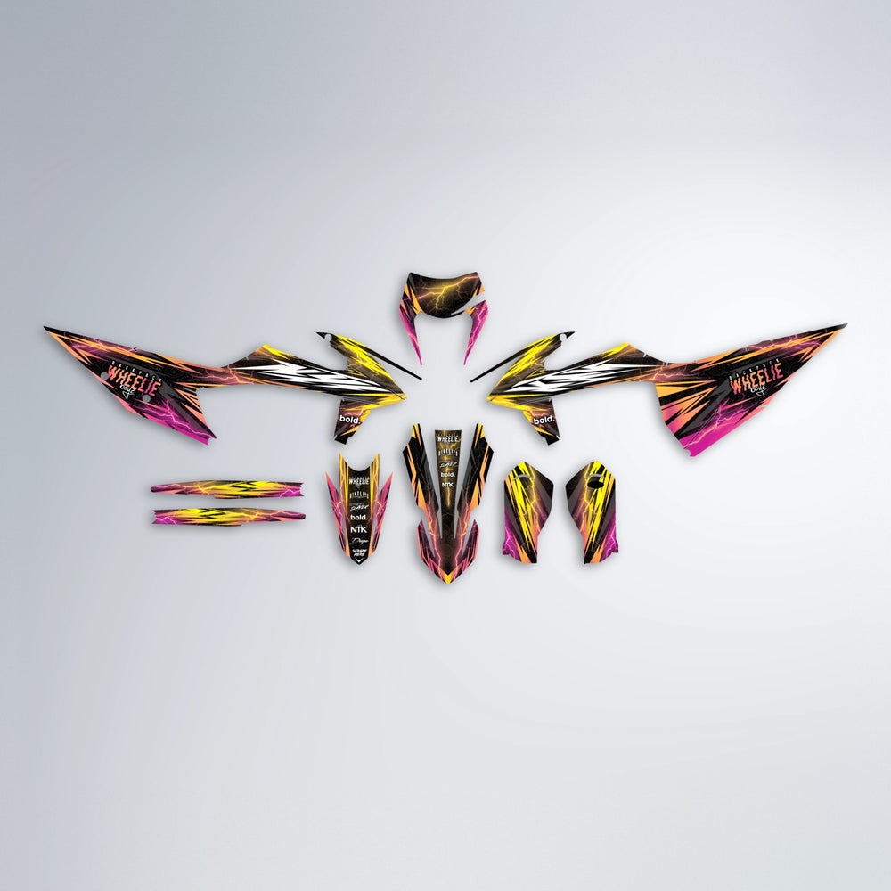 CAUTION graphics kit parts layout in Pink & Yellow