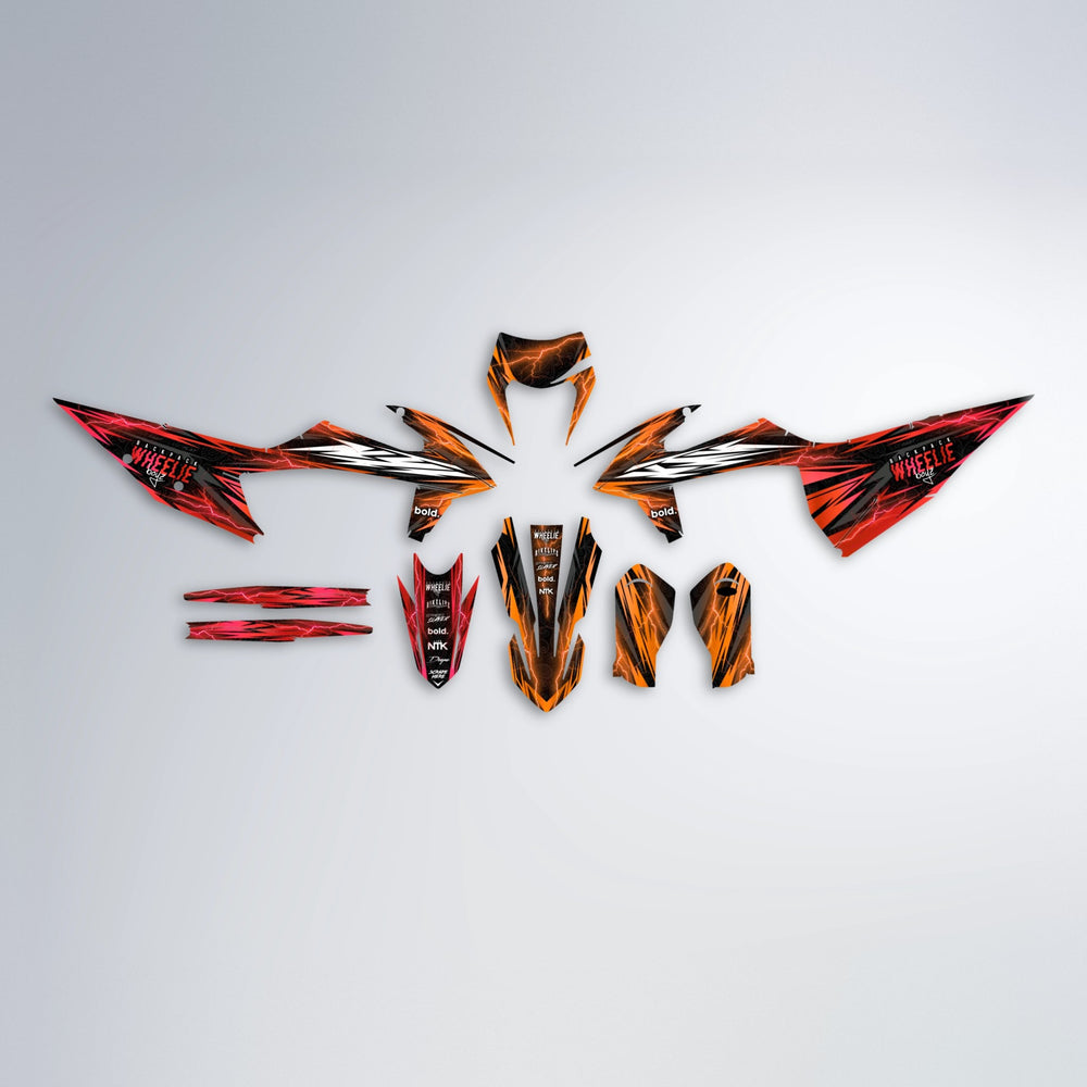 CAUTION graphics kit parts layout in Red & Orange