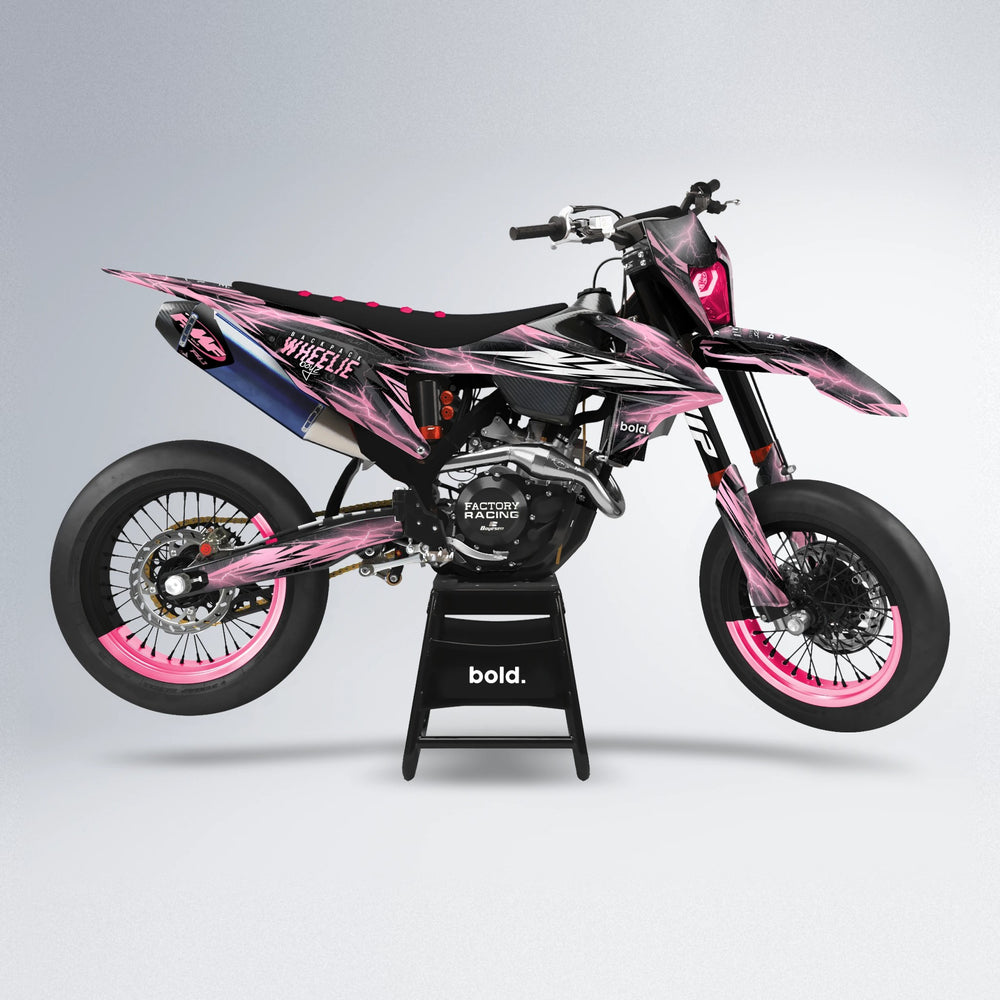 CAUTION supermoto graphics kit in Sakura Pink