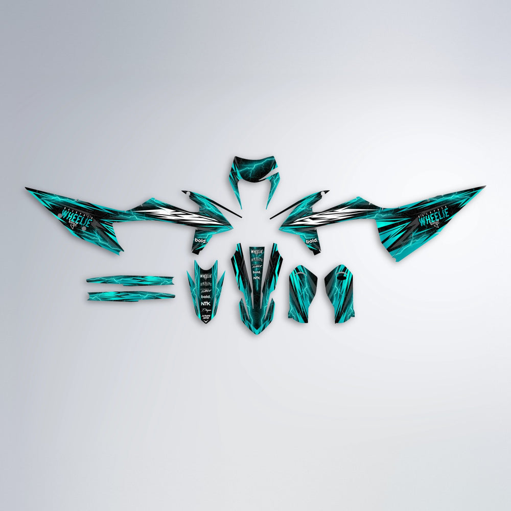 CAUTION graphics kit parts layout in Teal