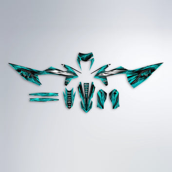 CAUTION graphics kit parts layout in Teal