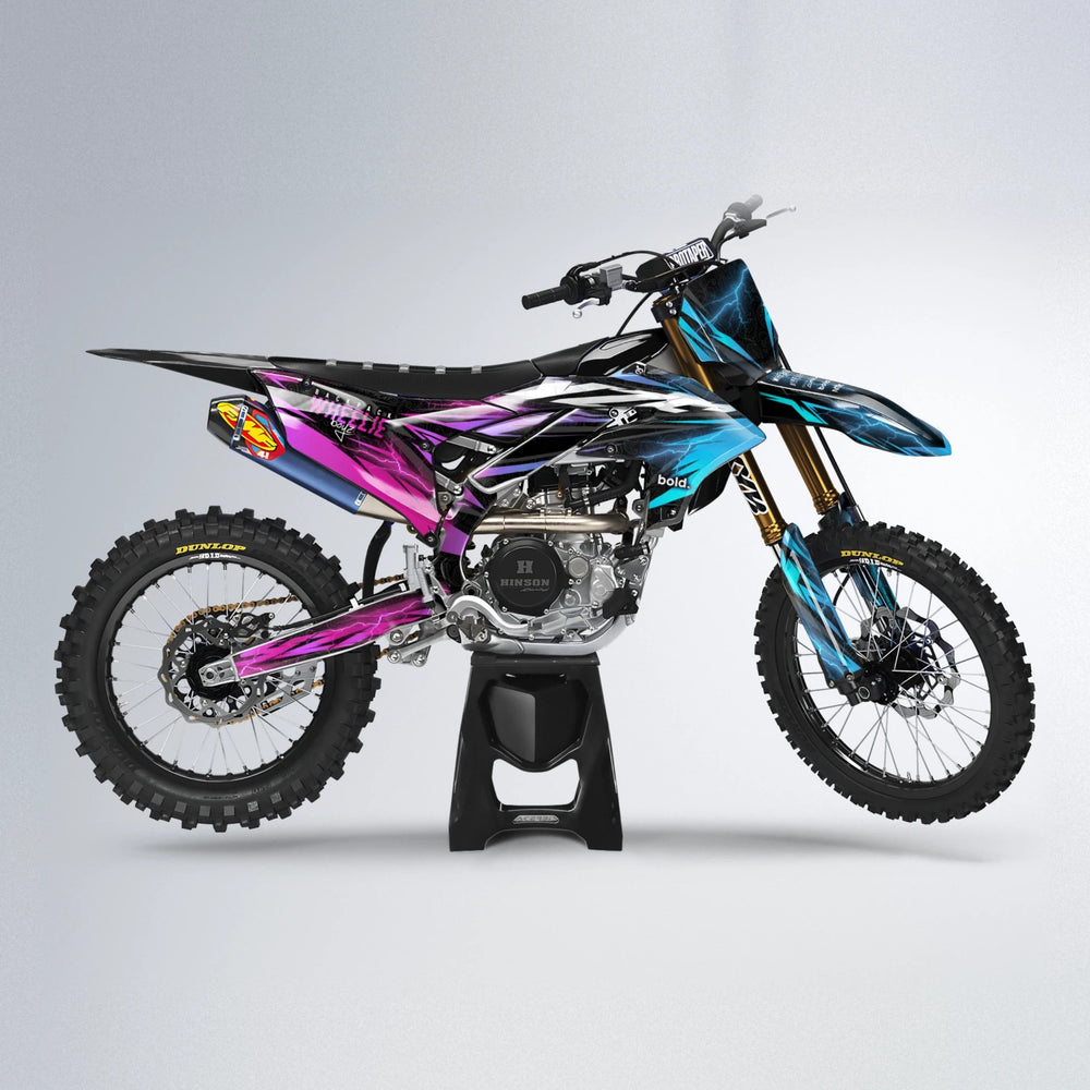CAUTION Yamaha YZF MX motocross graphics kit in Pink & Light Blue