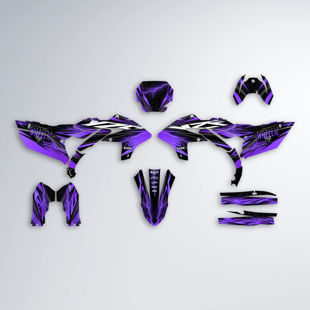 CAUTION Yamaha YZF MX graphics kit parts layout in Purple