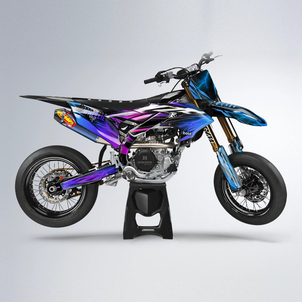 CAUTION Yamaha YZF SM supermoto graphics kit in Blue Purple Fade