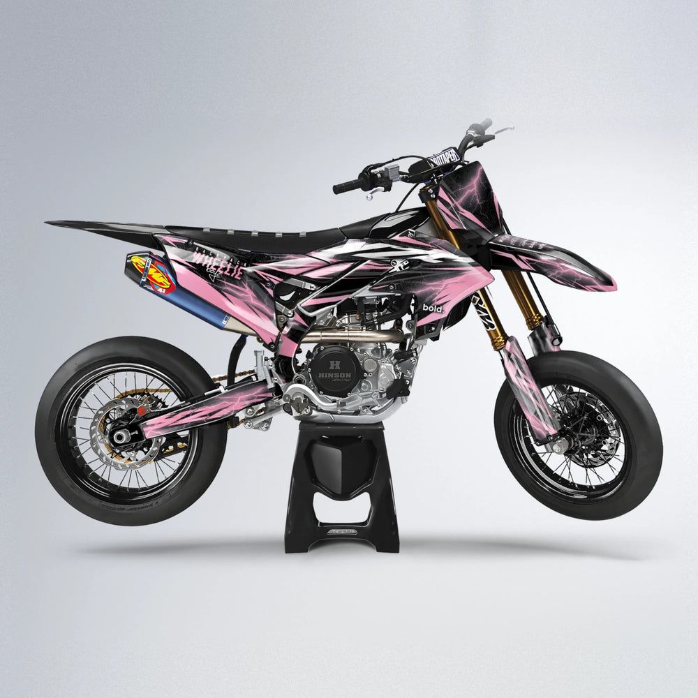 CAUTION Yamaha YZF SM supermoto graphics kit in Sakura Pink