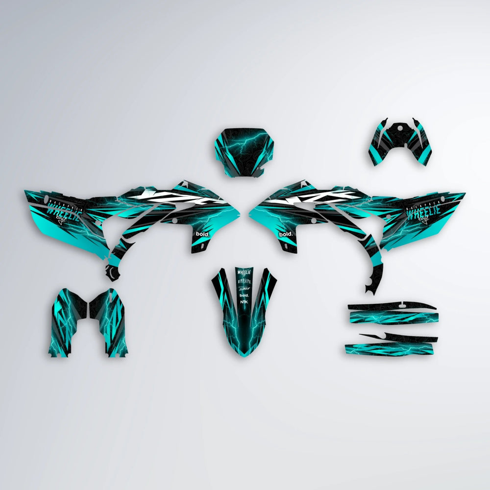 CAUTION Yamaha YZF SM graphics kit parts layout in Teal