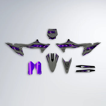 CHARGED Stark Varg MX graphics kit parts layout in Purple