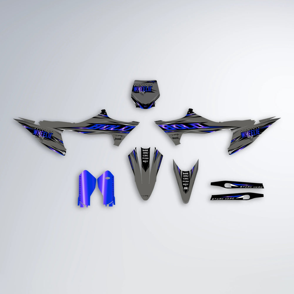 CHARGED Stark Varg SM graphics kit parts layout in Blue