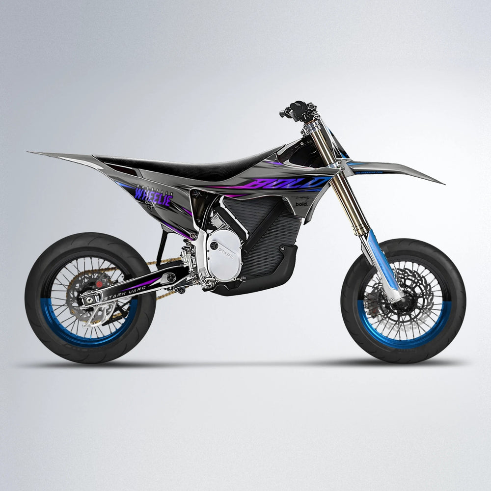 CHARGED Stark Varg SM supermoto graphics kit in Blue Purple Fade
