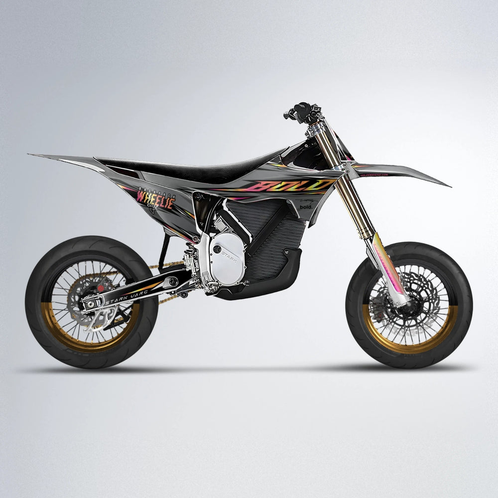 CHARGED Stark Varg SM supermoto graphics kit in Pink & Yellow
