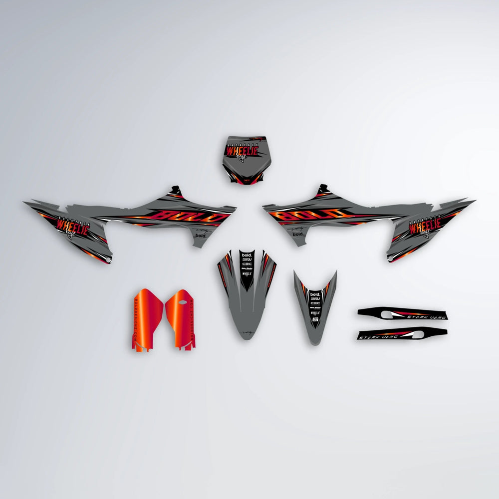CHARGED Stark Varg SM graphics kit parts layout in Red