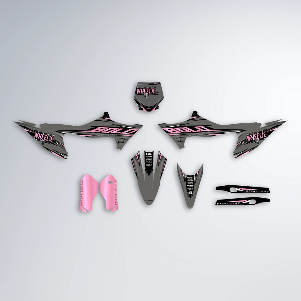 CHARGED Stark Varg SM graphics kit parts layout in Sakura Pink