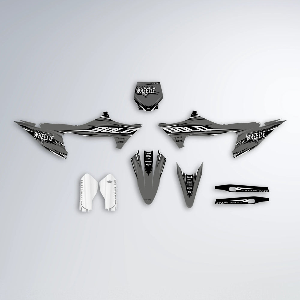 CHARGED Stark Varg SM graphics kit parts layout in White