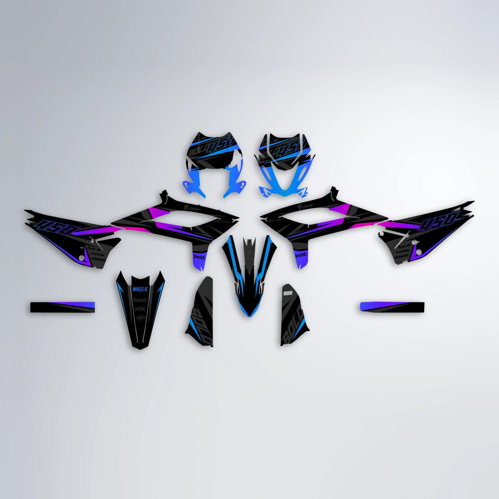 CHILLI Beta graphics kit parts layout in Blue Purple Fade