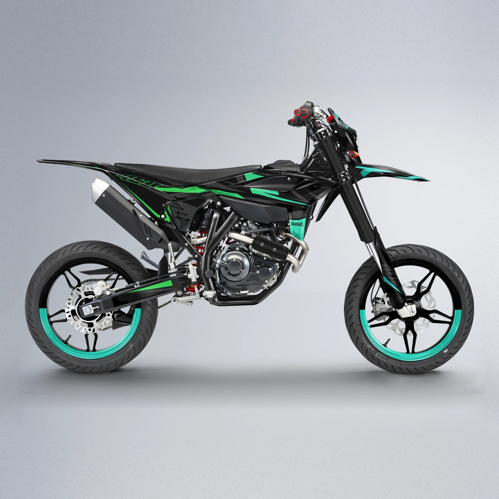 CHILLI Beta supermoto graphics kit in Cyan & Green