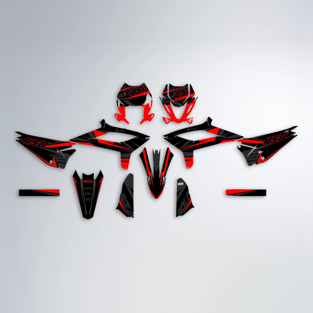 CHILLI Beta graphics kit parts layout in Red