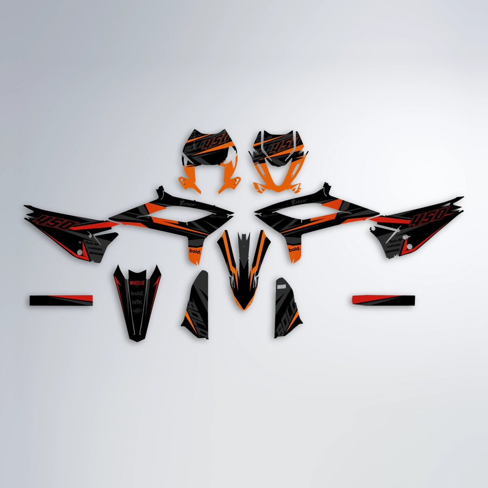 CHILLI Beta graphics kit parts layout in Red & Orange
