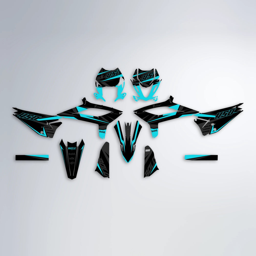 CHILLI Beta graphics kit parts layout in Teal
