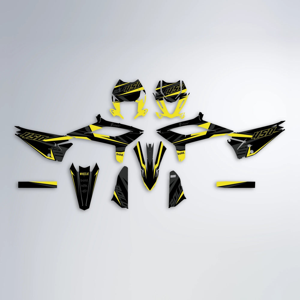 CHILLI Beta graphics kit parts layout in Yellow