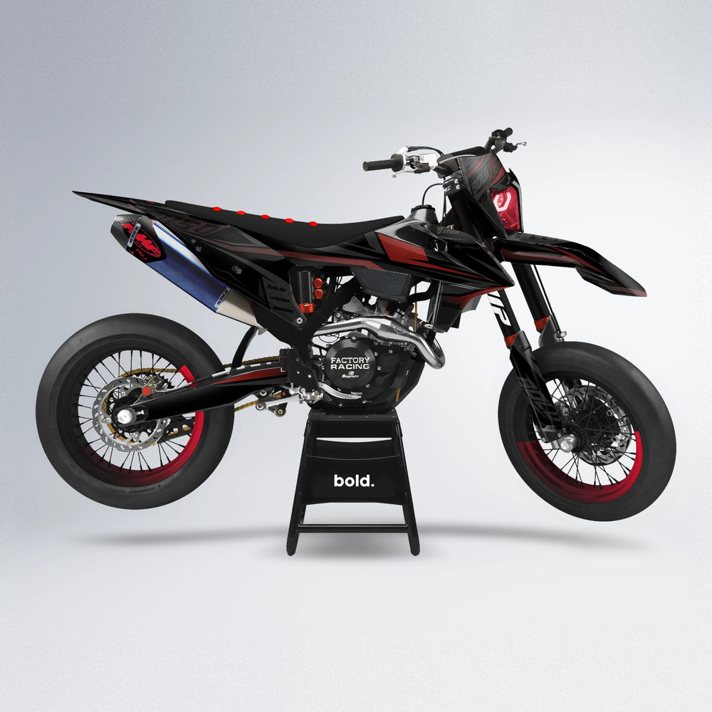 CHILLI supermoto graphics kit in Black & Red