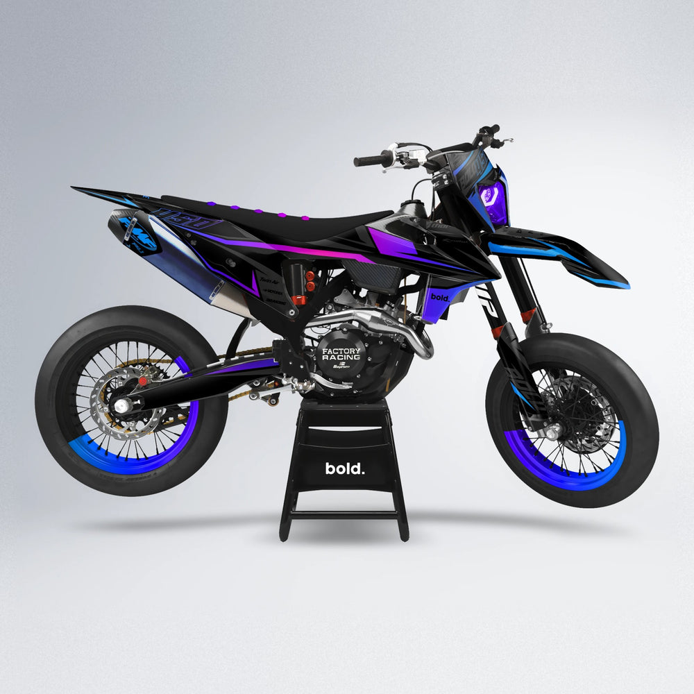 CHILLI supermoto graphics kit in Blue Purple Fade
