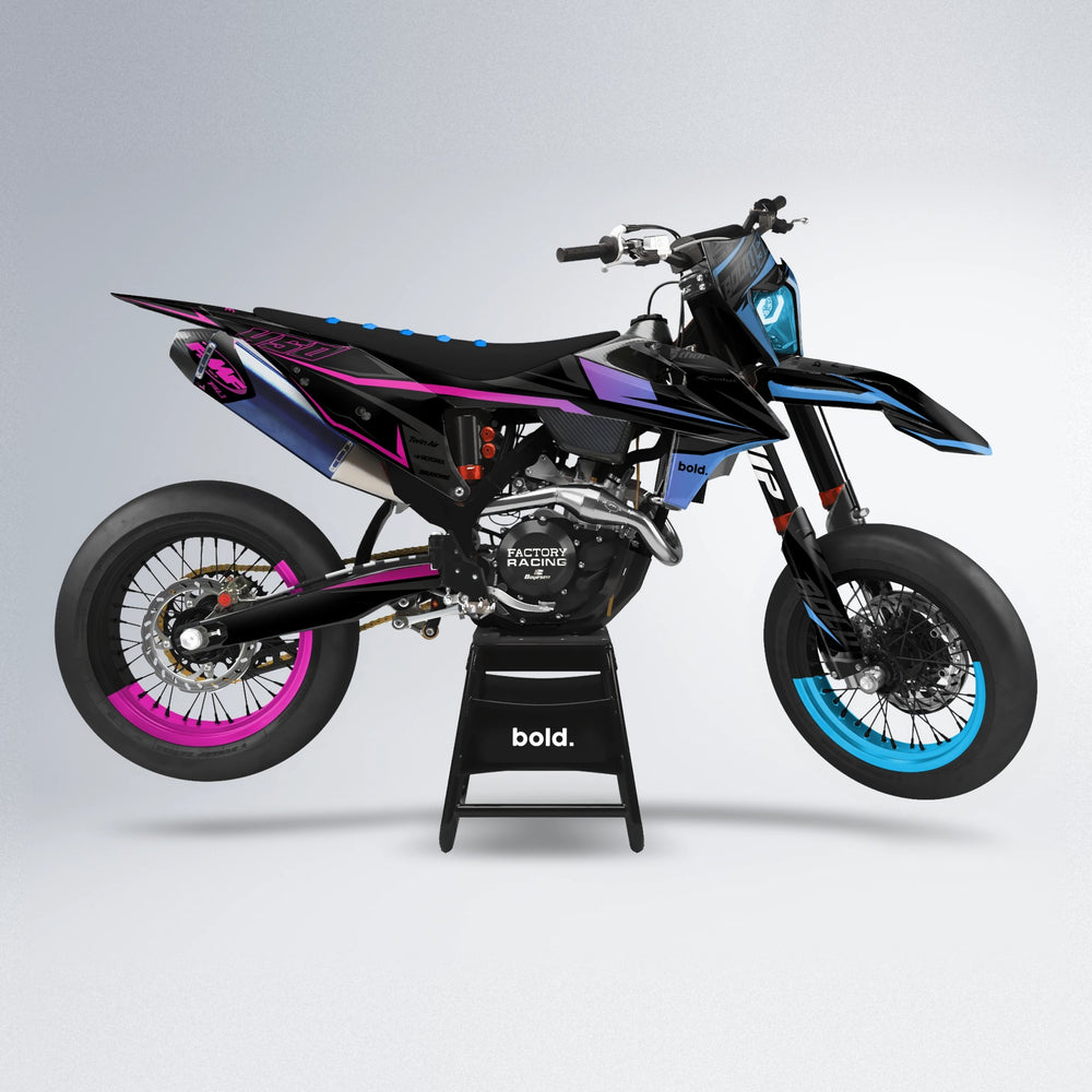 CHILLI supermoto graphics kit in Pink & Light Blue