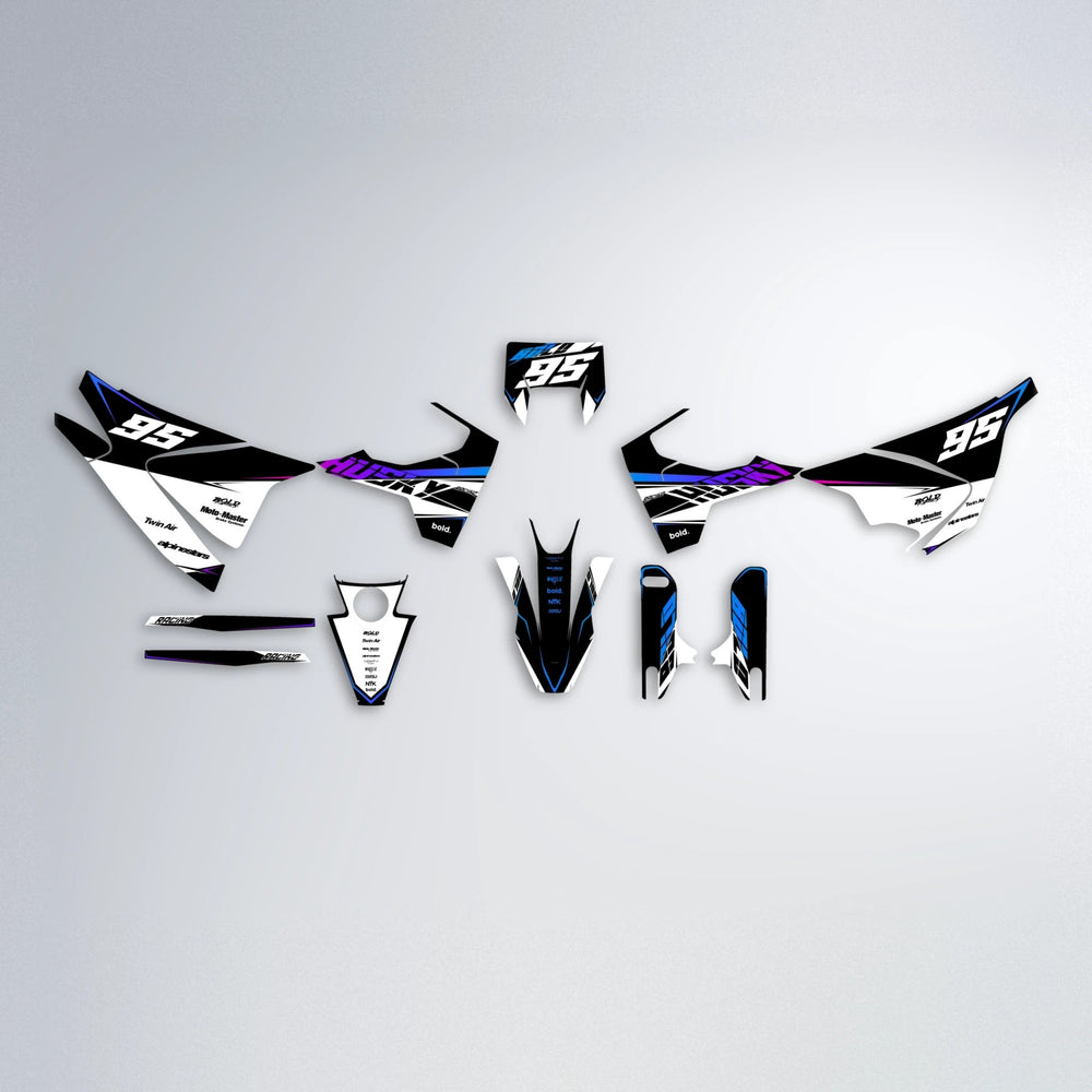 COLLIDE Husqvarna 701 graphics kit parts layout in Blue Purple Fade
