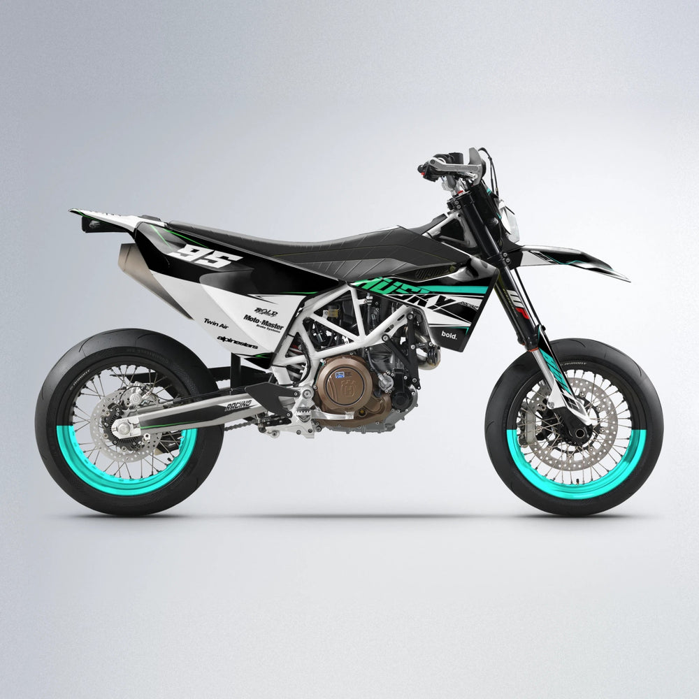 COLLIDE Husqvarna 701 supermoto graphics kit in Cyan & Green