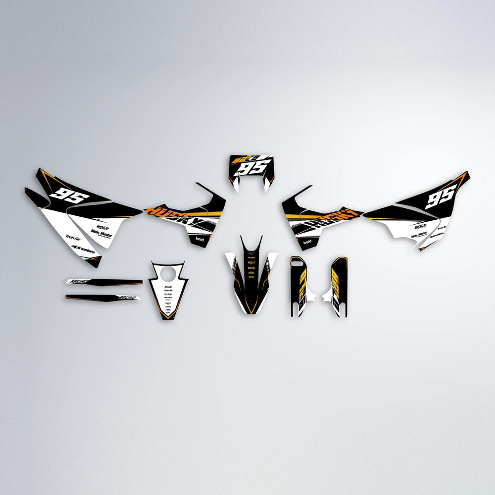 COLLIDE Husqvarna 701 graphics kit parts layout in Orange & Yellow
