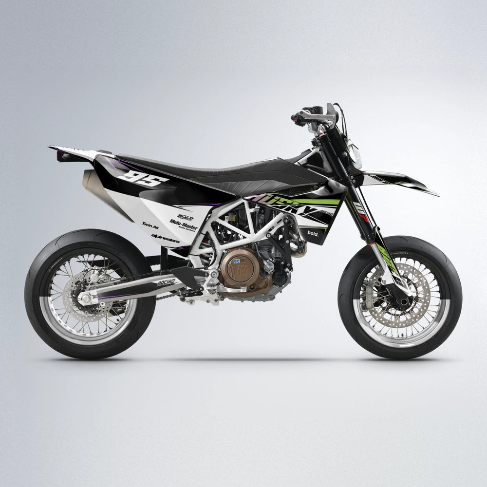 COLLIDE Husqvarna 701 supermoto graphics kit in Purple & Yellow