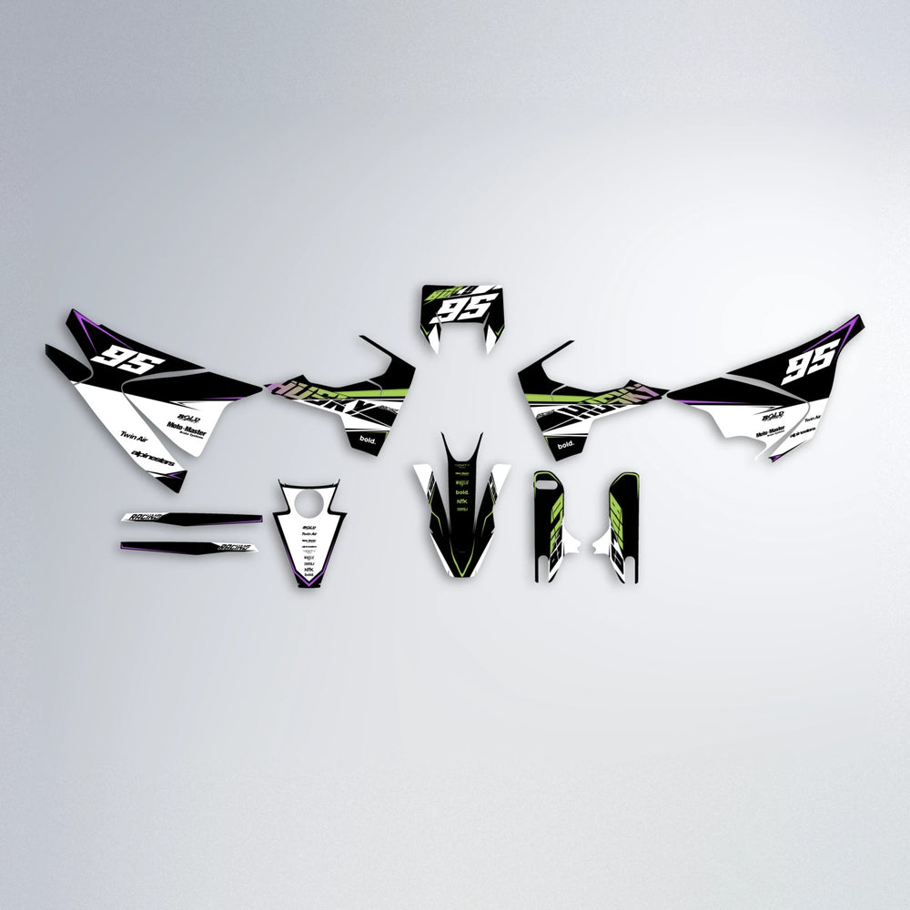 COLLIDE Husqvarna 701 graphics kit parts layout in Purple & Yellow