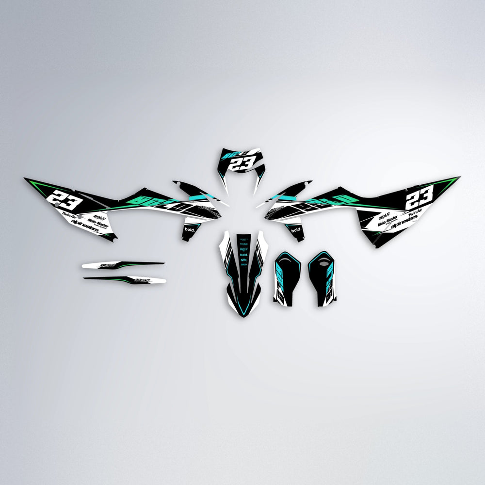 COLLIDE graphics kit parts layout in Cyan & Green