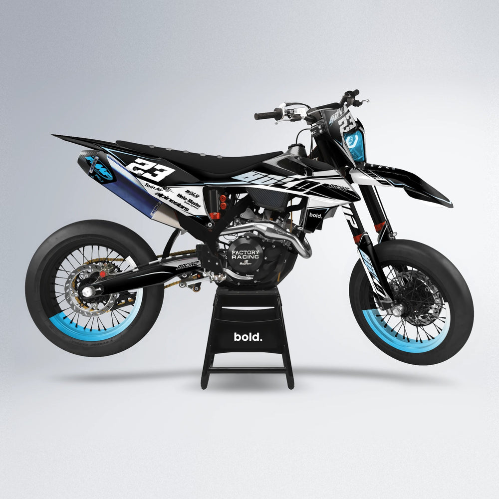 COLLIDE supermoto graphics kit in Light Blue & White