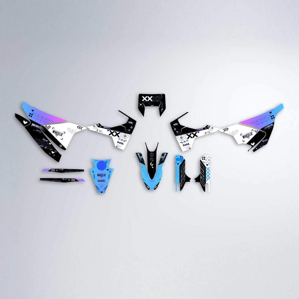 DATALOG Husqvarna 701 graphics kit parts layout in Blue Purple Fade