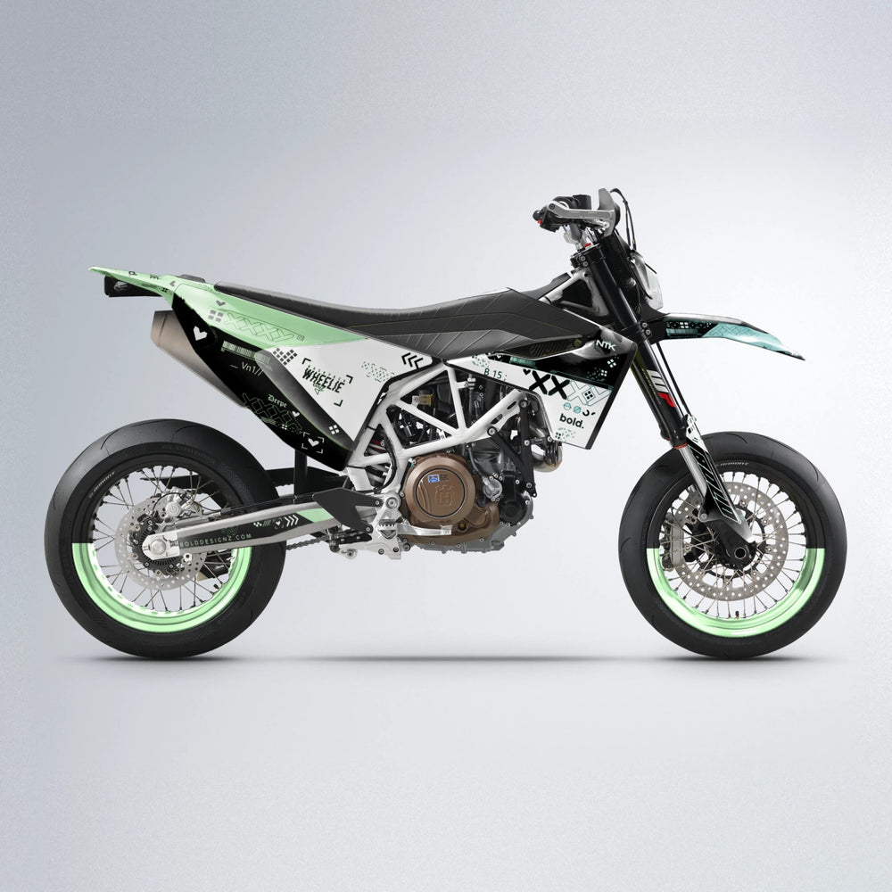DATALOG Husqvarna 701 supermoto graphics kit in Cyan & Green