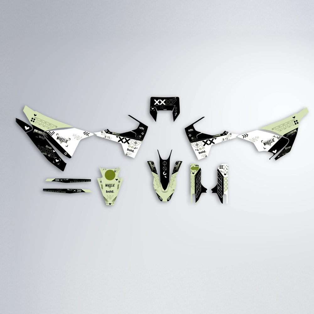 DATALOG Husqvarna 701 graphics kit parts layout in Olive
