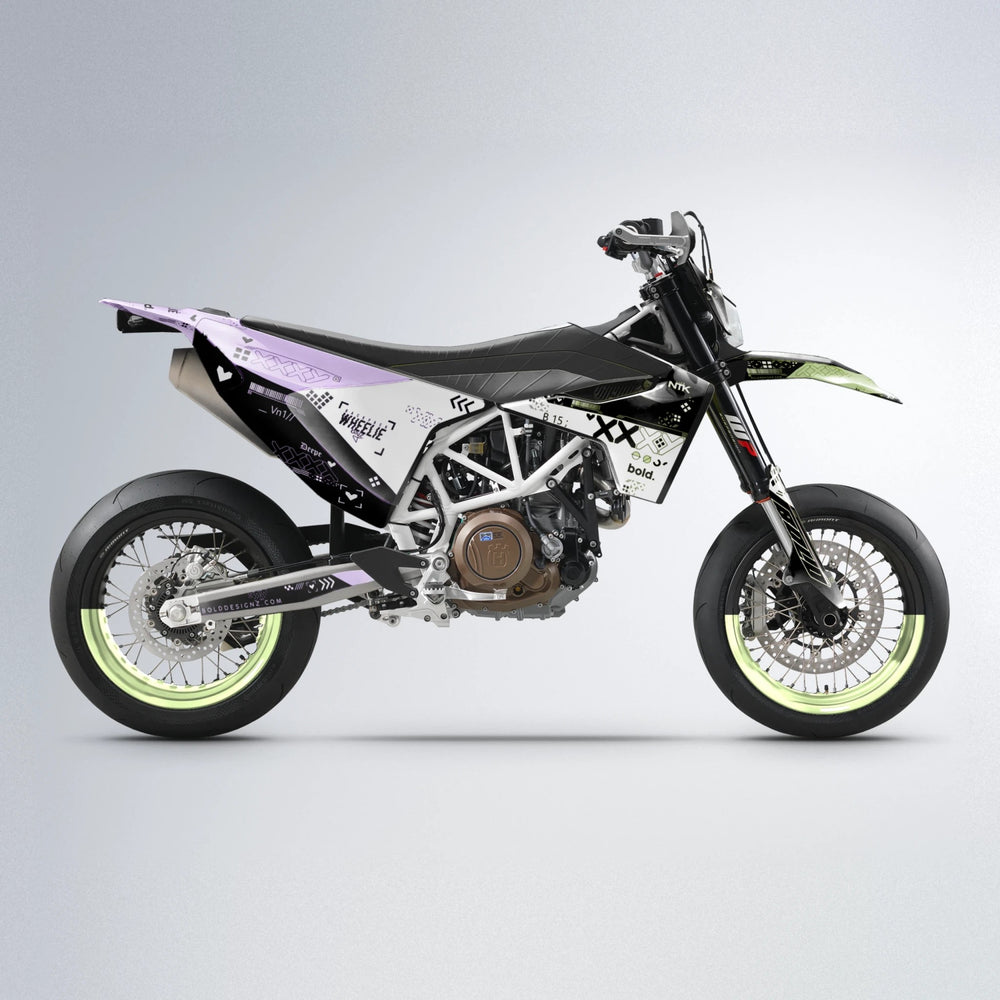 DATALOG Husqvarna 701 supermoto graphics kit in Purple & Yellow