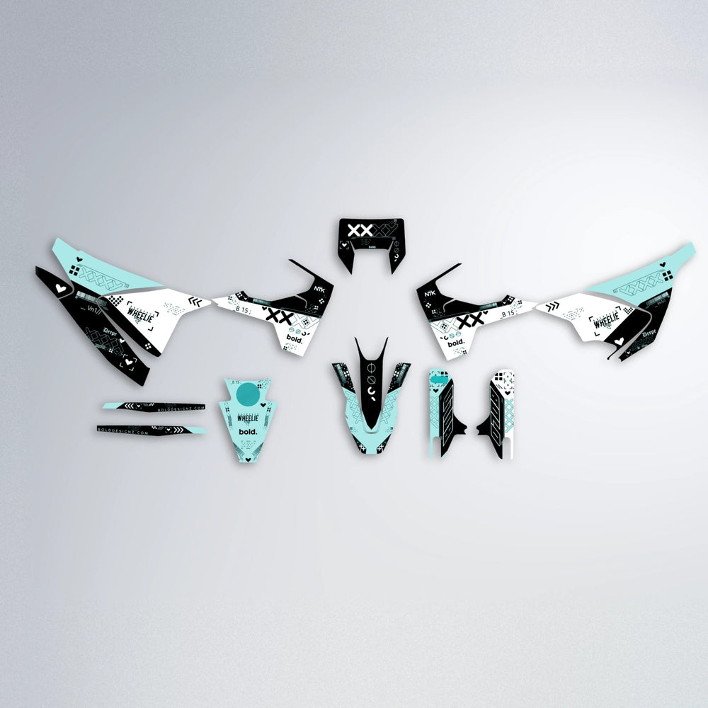 DATALOG Husqvarna 701 graphics kit parts layout in Teal