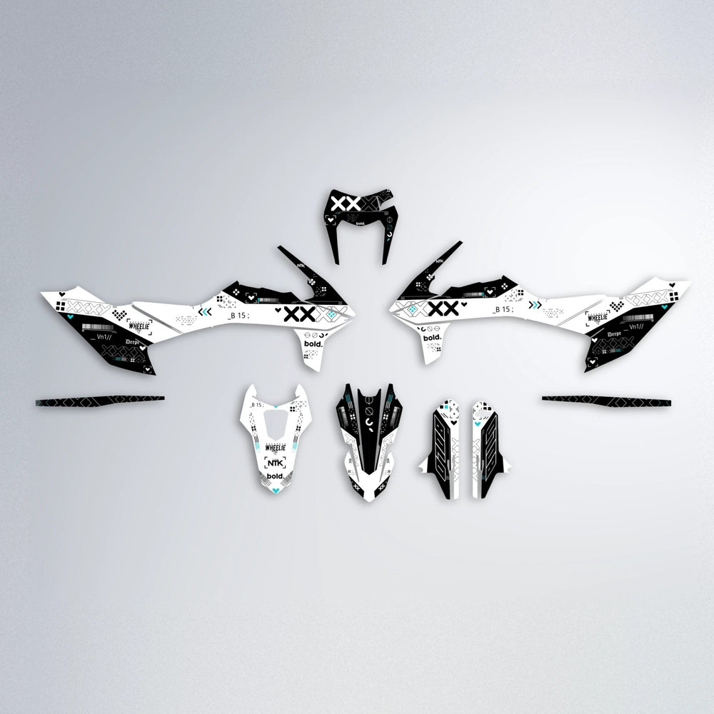 DATALOG KTM SMC 690 graphics kit parts layout in Black & White
