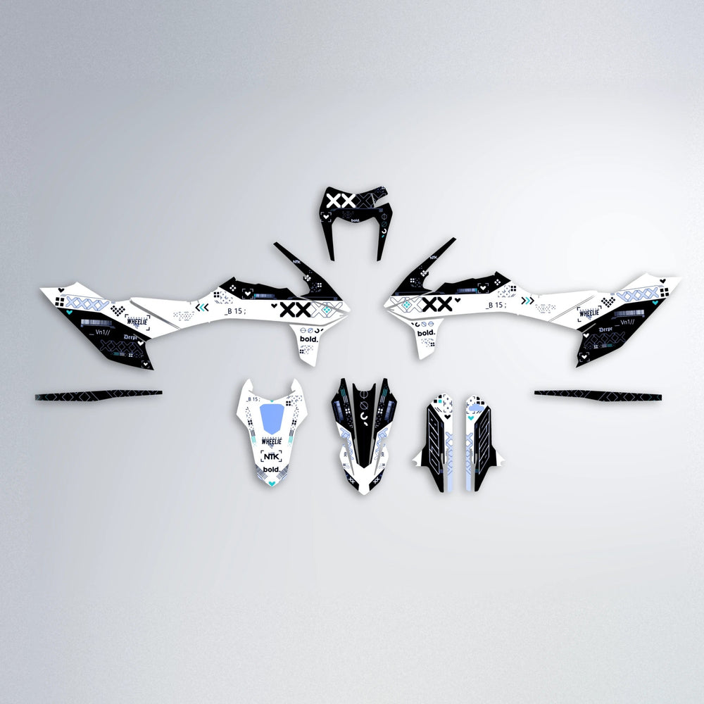 DATALOG KTM SMC 690 graphics kit parts layout in Blue